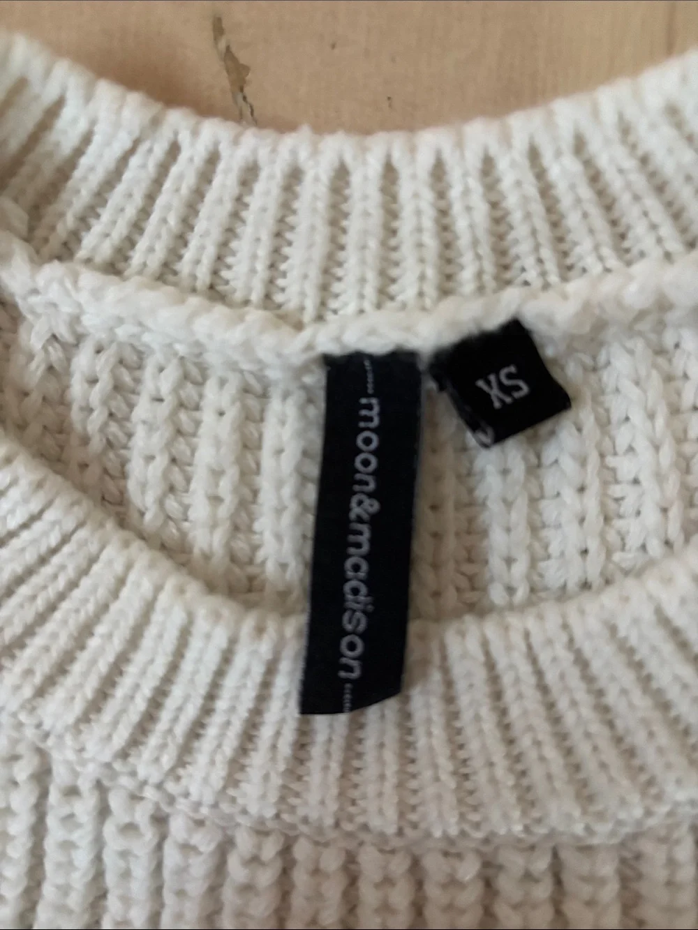 Cream Knit Sweater with Navy Stripes - Women's Pullover